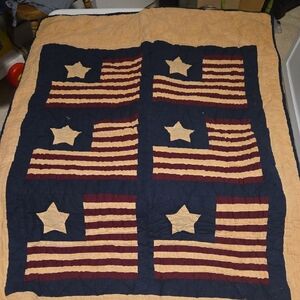 Navy and Tan Star Quilt